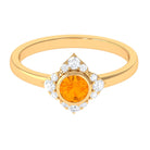 Bezel Set Orange Fire Opal Flower Engagement Ring with Diamond AAA - Rosec Jewels