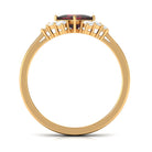 Real 6mm Garnet Princess Cut Engagement Ring with Diamond AAA - Rosec Jewels