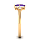 Natural 1.2 Carat Amethyst Princess Cut Engagement Ring with Diamond AAA - Rosec Jewels