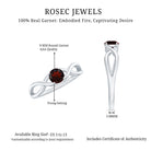 Genuine 8mm Garnet Solitaire Engagement Ring with Crossover Shank AAA - Rosec Jewels