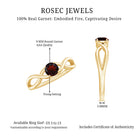 Genuine 8mm Garnet Solitaire Engagement Ring with Crossover Shank AAA - Rosec Jewels