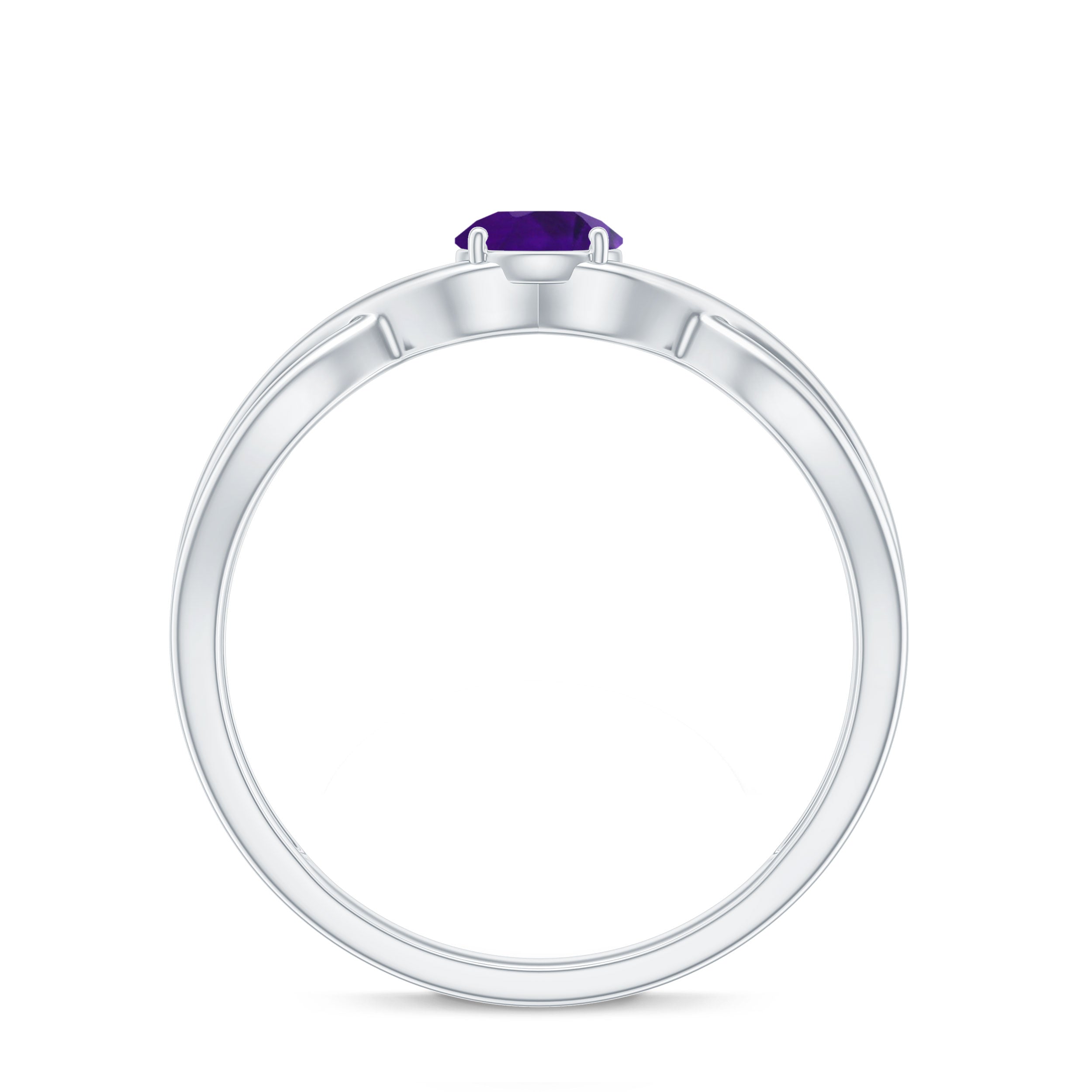 Solitaire Amethyst Crossover Engagement Ring AAA - Rosec Jewels