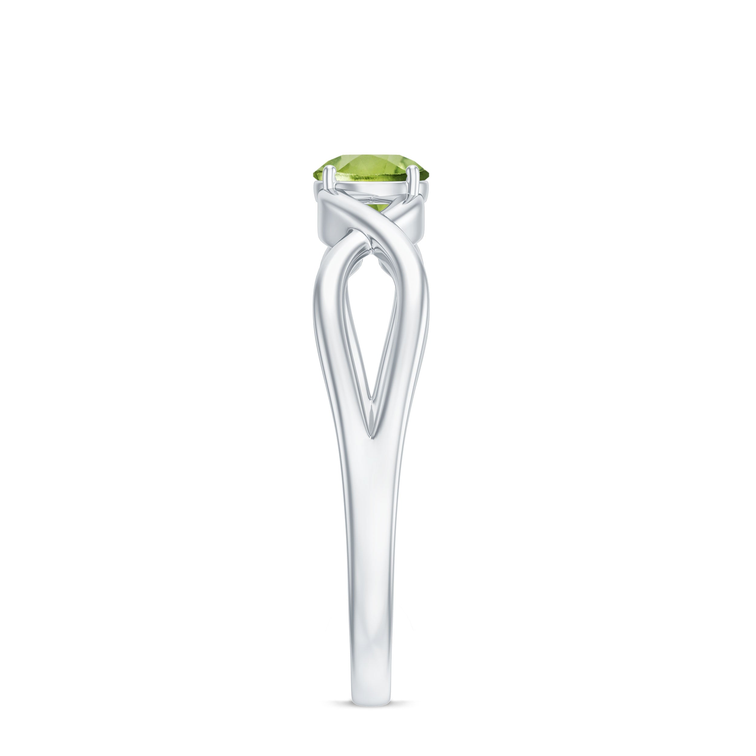 Rosec Jewels-Natural Half Carat Peridot Promise Ring with Crossover Shank