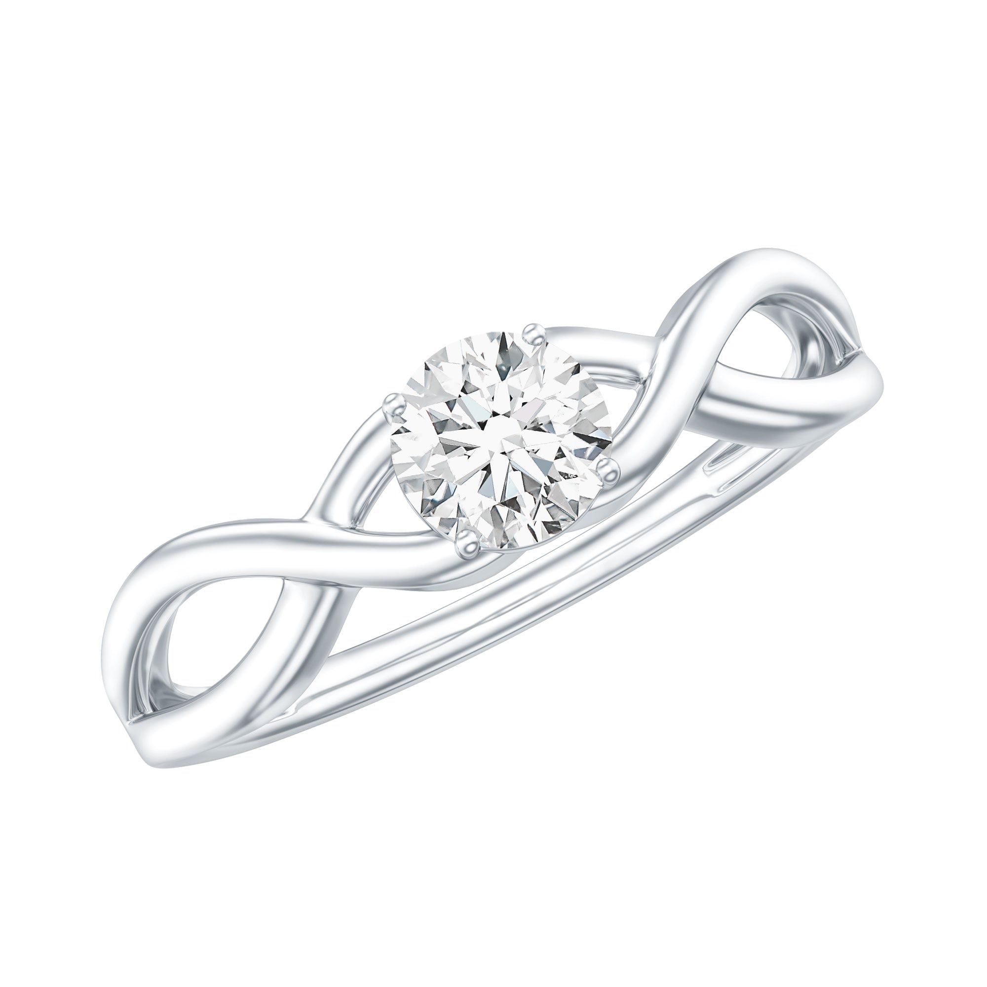 Round Moissanite Solitaire Promise Ring with Infinity Band D-VS1 - Rosec Jewels