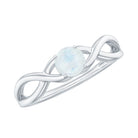 Round Moonstone Solitaire Promise Ring in Crossover Shank AAA - Rosec Jewels