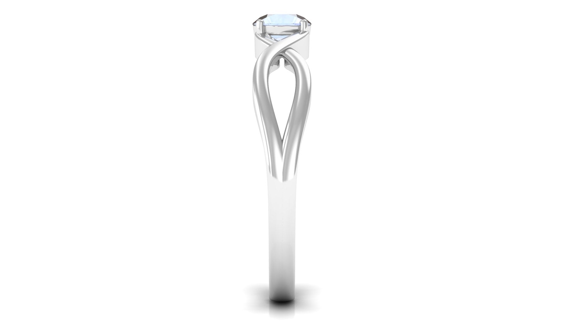 Round Moonstone Solitaire Promise Ring in Crossover Shank AAA - Rosec Jewels