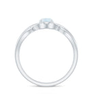 Round Moonstone Solitaire Promise Ring in Crossover Shank AAA - Rosec Jewels