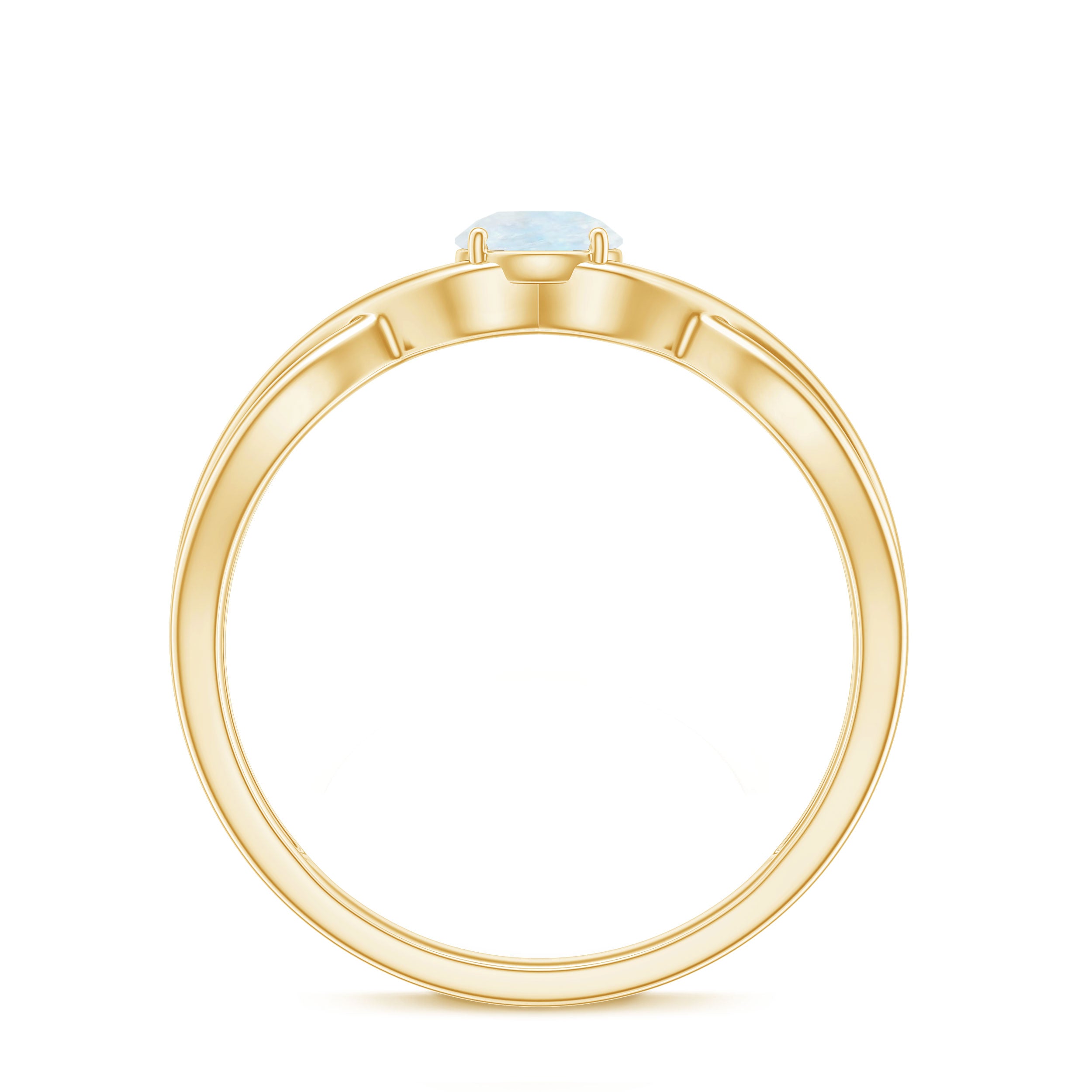 Round Moonstone Solitaire Promise Ring in Crossover Shank AAA - Rosec Jewels
