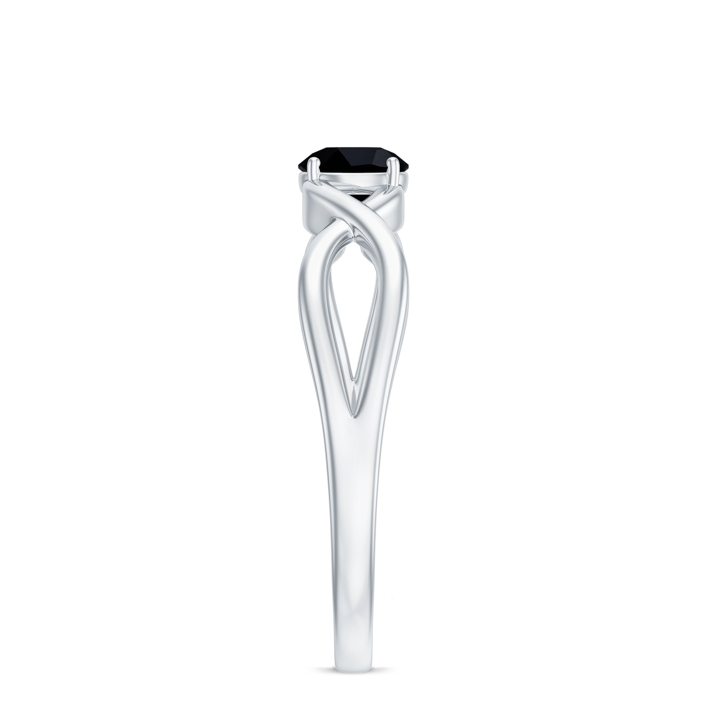 Rosec Jewels-Natural Black Spinel Proposal Ring with Crossover Shank