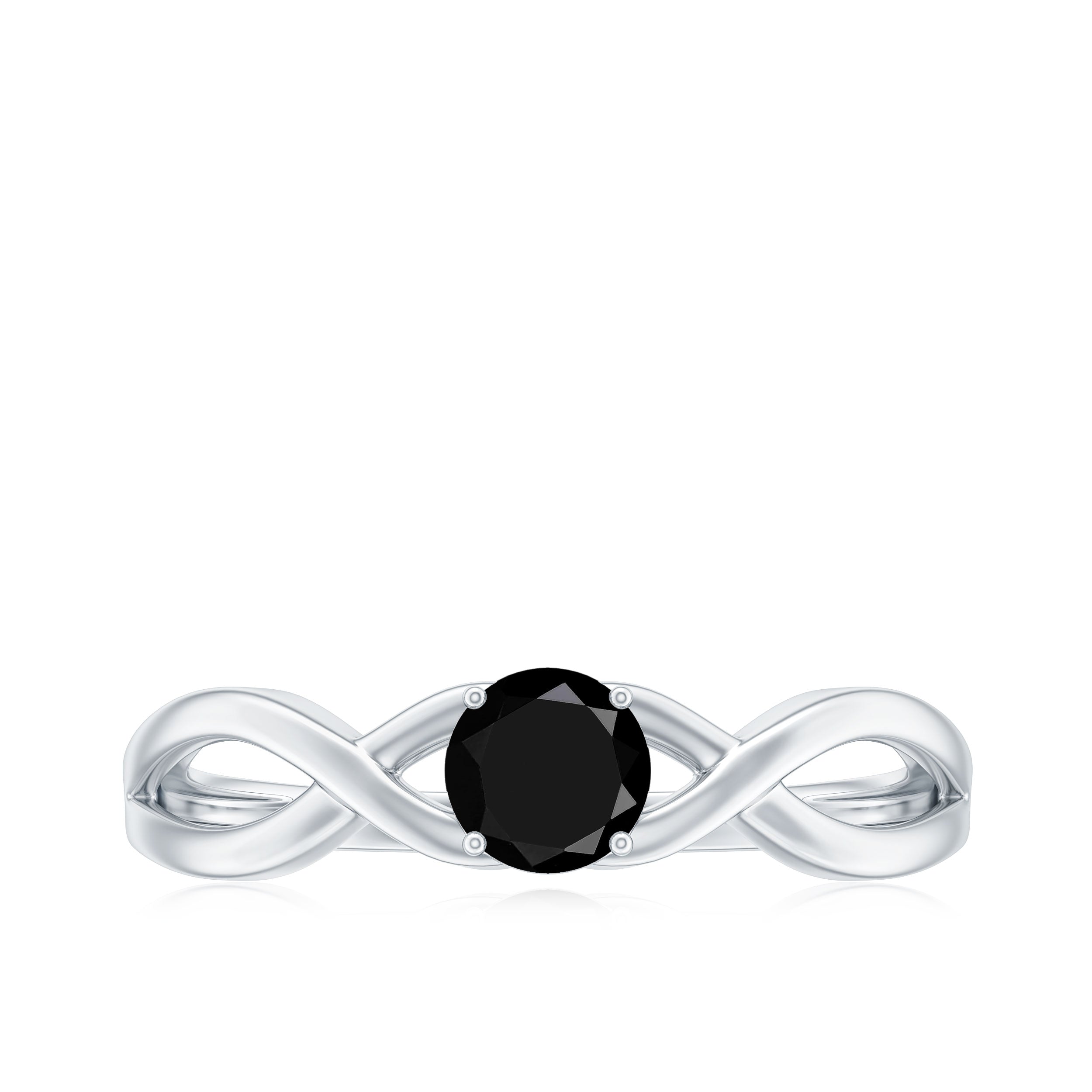 Rosec Jewels-Natural Black Spinel Proposal Ring with Crossover Shank