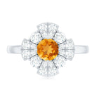 Vintage Looking Citrine Flower Engagement Ring with Certificate AAA - Rosec Jewels
