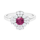 Pink Tourmaline Flower Inspired Engagement Ring with Moissanite AAA - Rosec Jewels