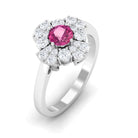 Pink Tourmaline Flower Inspired Engagement Ring with Moissanite AAA - Rosec Jewels