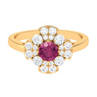 Pink Tourmaline Flower Inspired Engagement Ring with Moissanite AAA - Rosec Jewels
