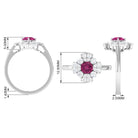 Pink Tourmaline Flower Inspired Engagement Ring with Moissanite AAA - Rosec Jewels