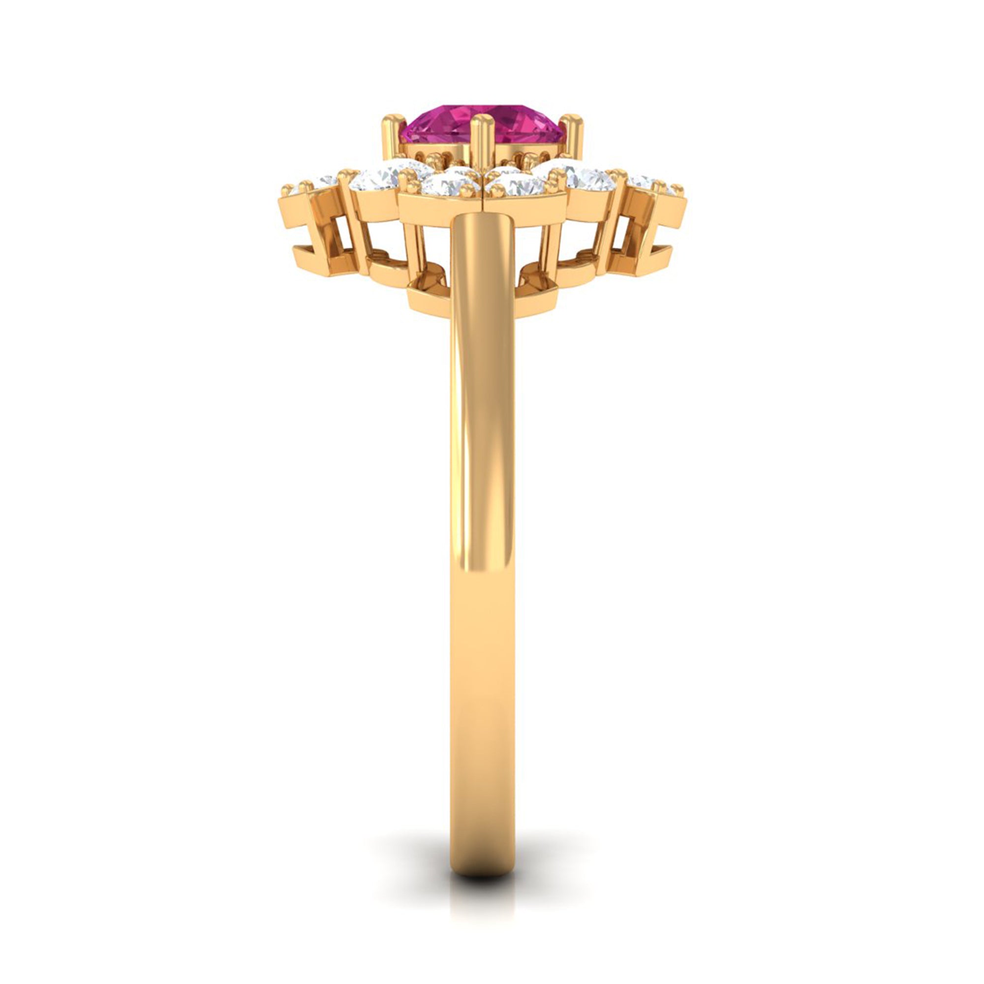 Pink Tourmaline Flower Inspired Engagement Ring with Moissanite AAA - Rosec Jewels