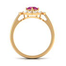 Pink Tourmaline Flower Inspired Engagement Ring with Moissanite AAA - Rosec Jewels
