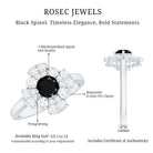 Natural Black Spinel Flower Engagement Ring with Moissanite AAA - Rosec Jewels