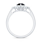 Natural Black Spinel Flower Engagement Ring with Moissanite AAA - Rosec Jewels
