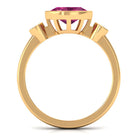 Pink Tourmaline Solitaire East West Ring with Diamond AAA - Rosec Jewels