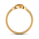 0.75 CT Pear Cut Citrine Promise Ring with Leaf Diamond AAA - Rosec Jewels