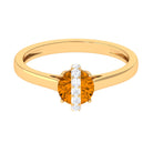 0.75 CT Designer Round Shape Citrine Ring with Diamond Stones AAA - Rosec Jewels
