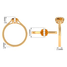 0.75 CT Designer Round Shape Citrine Ring with Diamond Stones AAA - Rosec Jewels