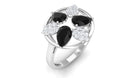 1.25 CT Black Spinel and Diamond Flower Cocktail Ring AAA - Rosec Jewels