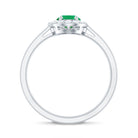 Natural Emerald Oval Engagement Ring with Diamond Halo AAA - Rosec Jewels