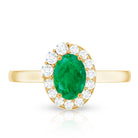 Natural Emerald Oval Engagement Ring with Diamond Halo AAA - Rosec Jewels