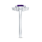 Genuine 1 Carat Oval Amethyst Engagement Ring with Diamond AAA - Rosec Jewels