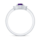 Genuine 1 Carat Oval Amethyst Engagement Ring with Diamond AAA - Rosec Jewels