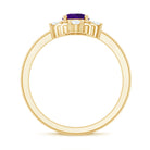 Genuine 1 Carat Oval Amethyst Engagement Ring with Diamond AAA - Rosec Jewels