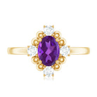 Genuine 1 Carat Oval Amethyst Engagement Ring with Diamond AAA - Rosec Jewels