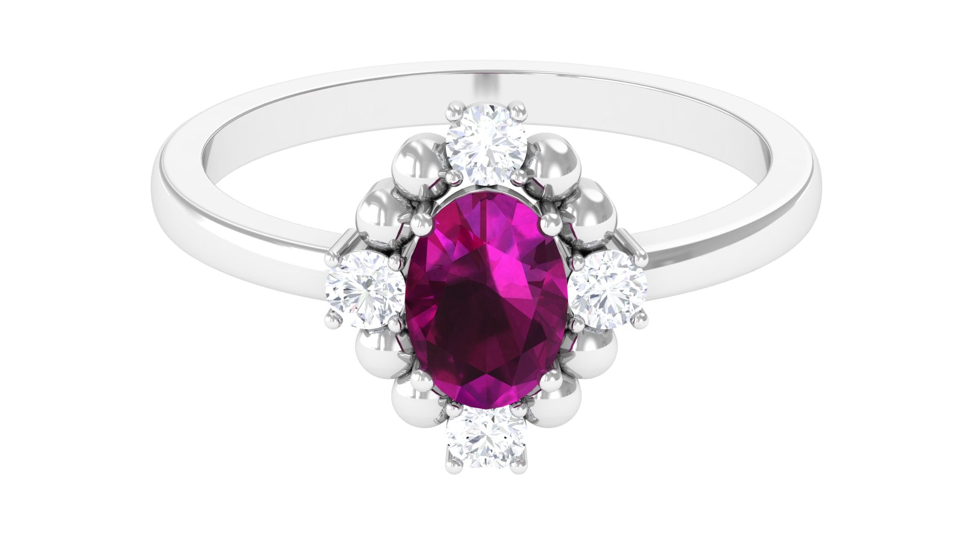 Oval Rhodolite and Diamond Cocktail Ring