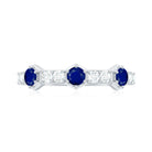 Real Blue Sapphire Half Eternity Ring with Diamond AAA - Rosec Jewels