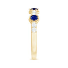Real Blue Sapphire Half Eternity Ring with Diamond AAA - Rosec Jewels