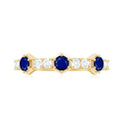 Real Blue Sapphire Half Eternity Ring with Diamond AAA - Rosec Jewels