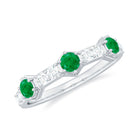 Natural Emerald and Diamond Half Eternity Ring AAA - Rosec Jewels