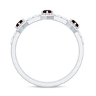 Rosec Jewels-Real Red Garnet Diamond Half Eternity Ring for Anniversary