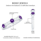 Natural Amethyst Half Eternity Ring with Diamond AAA - Rosec Jewels