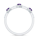 Natural Amethyst Half Eternity Ring with Diamond AAA - Rosec Jewels