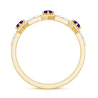 Natural Amethyst Half Eternity Ring with Diamond AAA - Rosec Jewels