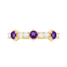Natural Amethyst Half Eternity Ring with Diamond AAA - Rosec Jewels