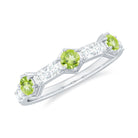 Natural Peridot Diamond Half Eternity Ring for Anniversary AAA - Rosec Jewels