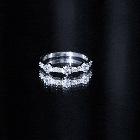Real Aquamarine and Diamond Half Eternity Ring AAA - Rosec Jewels