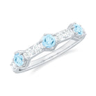 Real Aquamarine and Diamond Half Eternity Ring AAA - Rosec Jewels