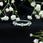 Real Aquamarine and Diamond Half Eternity Ring AAA - Rosec Jewels