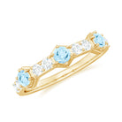 Real Aquamarine and Diamond Half Eternity Ring AAA - Rosec Jewels