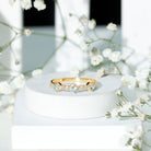 Real Aquamarine and Diamond Half Eternity Ring AAA - Rosec Jewels